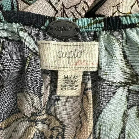 Cupio Blush Women’s Navy Tropical floral bird print Casual Summer Dress Size M - Picture 2 of 9